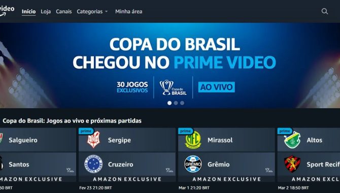 Qual jogo da Copa do Brasil o Prime Video vai passar essa semana?